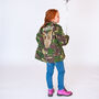 Gold Sparkly Owl Personalised Kids Camo Jacket, thumbnail 1 of 8