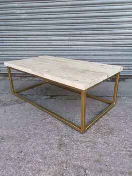 Reclaimed Cube Coffee Table Tv Stand Gold 636, 3 of 6
