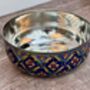 Hand Painted Stainless Steel Navy And Gold Patterned Serving Bowl, thumbnail 4 of 4