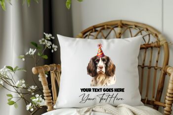 Personalised English Springer Spaniel Birthday Party Cushion, 2 of 2