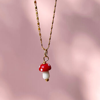 Glass Mushroom Gold Plated Necklace, 10 of 11