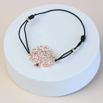 Black Stretch Bracelet With Sparkly Tree Charm, 4 of 4