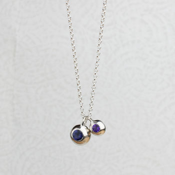 Silver Iolite And Amethyst Orb Necklace, 2 of 6