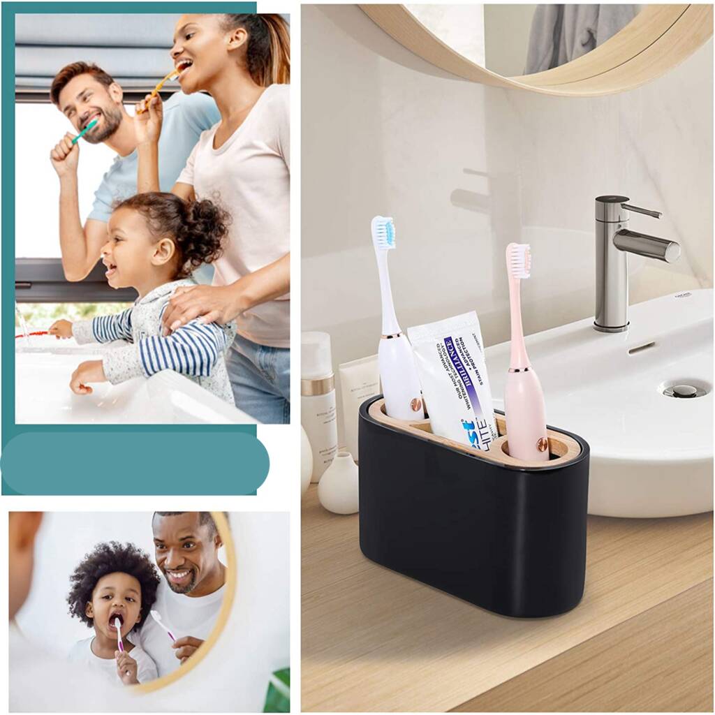 Black Three Slot Toothbrush Holder By Momentum