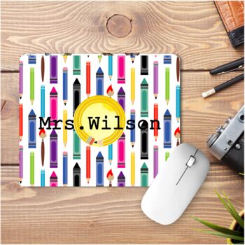 Personalised Crayon Mouse Mat Teachers Gift, 5 of 5