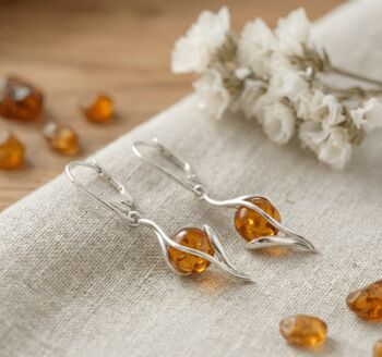 Handmade Baltic Amber And Sterling Silver Drop Earrings, 4 of 4