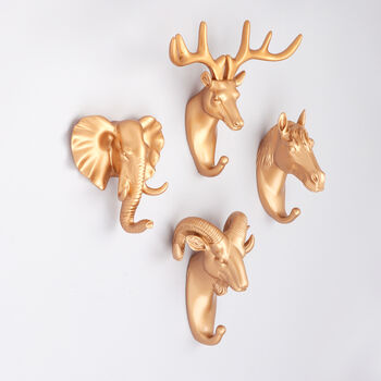 G Decor Ornamental Gold Animal Heads Resin Wall Hook, 4 of 9