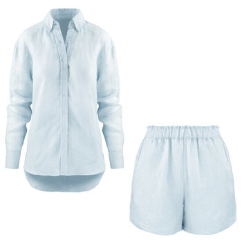 Delicate Blue Linen Shirt And Shorts Set, 3 of 3