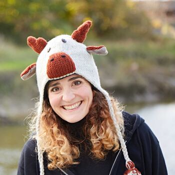 Reindeer Hand Knitted Woollen Animal Hat, 5 of 7