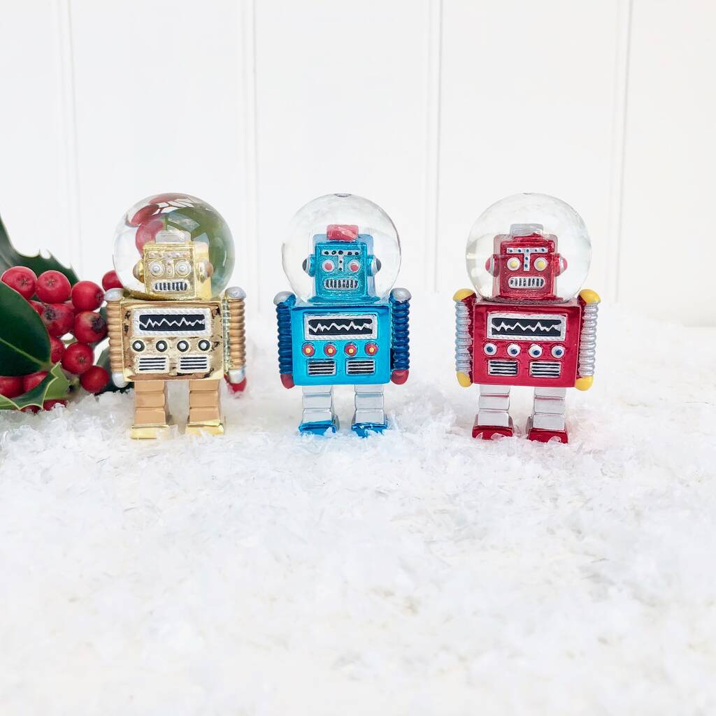 robot snow globe by pink pineapple home & gifts