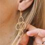 Palermo Brushed Yellow Gold Plated Art Deco Earrings, thumbnail 2 of 5
