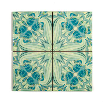 Botanical Green Blue Ceramic Tile, 3 of 12