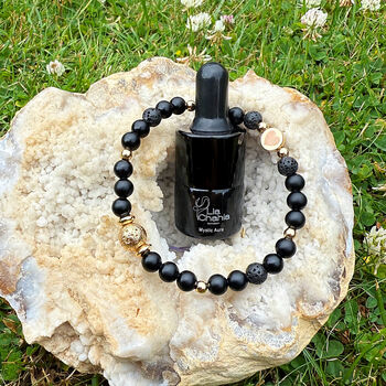Bracelet Gifts For Men / Black Onyx Aromatherapy Bracelet With Oil Christmas Gift Set, 7 of 9