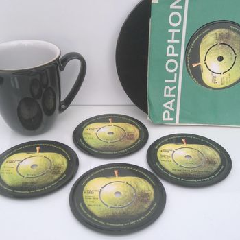 Personalised Vinyl Coasters Beatles Set Of Four, 4 of 6