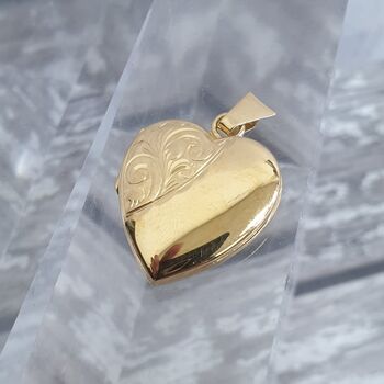 Handmade 9ct Gold Heart Locket With Hand Engraving, 5 of 11