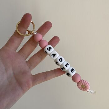 Personalised Flower Bag Charm Key Chain, 3 of 7