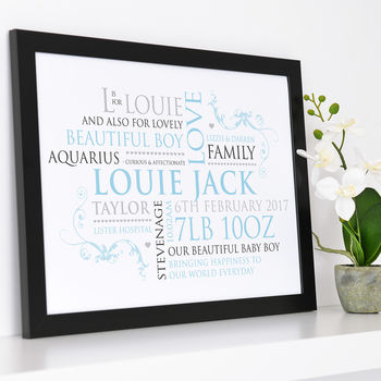 Personalised Baby Birth Announcement Word Art, 4 of 9