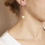 White Pearl Gold Plated Silver Chain Earrings, thumbnail 4 of 5