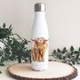 Floral Highland Cow Water Bottle, thumbnail 1 of 4