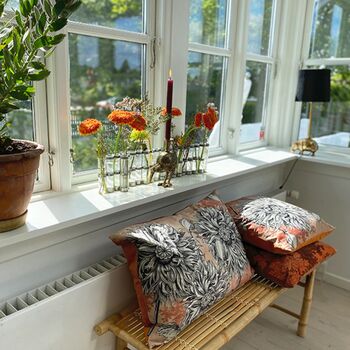 Large Coral Poppy Velvet Cushion, 6 of 6