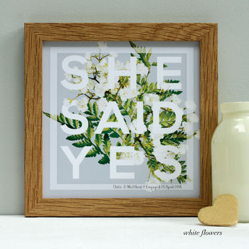 Personalised Engagement 'She Said Yes' Framed Print, 5 of 9