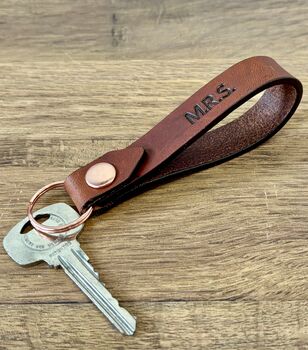 Personalised Leather Keyring, Spanish Brown, 3 of 11