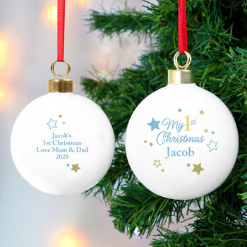 Personalised Baby Boy's 1st Christmas Bauble, 3 of 3