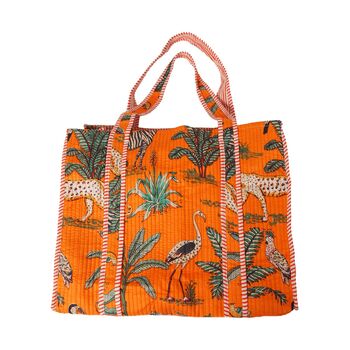 Reversible Jungle Print Quilted Cotton Tote Bag, 3 of 6