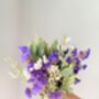 Purple And White Dried Flower Bouquet With Foliage, thumbnail 4 of 5