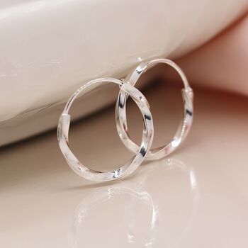 Sterling Silver Twisted Huggie Hoop Earrings, 5 of 11