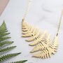 Statement Gold Plated Fern Necklace, thumbnail 2 of 6
