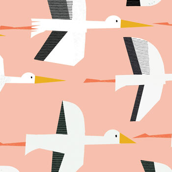 Pink Stork Wrapping Paper Two Sheets, 3 of 7