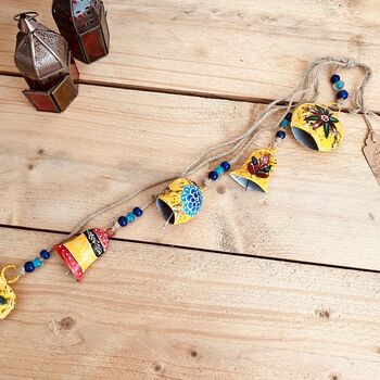 Hand Painted Mustard Yellow Long Hanging Bell Windchime, 7 of 9