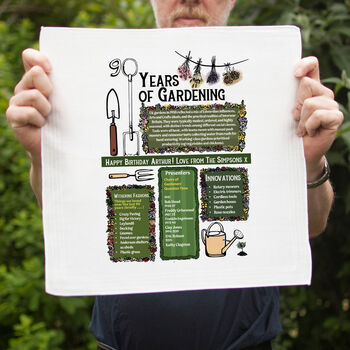 Personalised 90th Birthday Gift For Gardeners Handkerchief Pair, 3 of 6