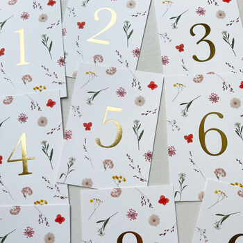 Foil Pressed Floral Table Numbers, 3 of 3