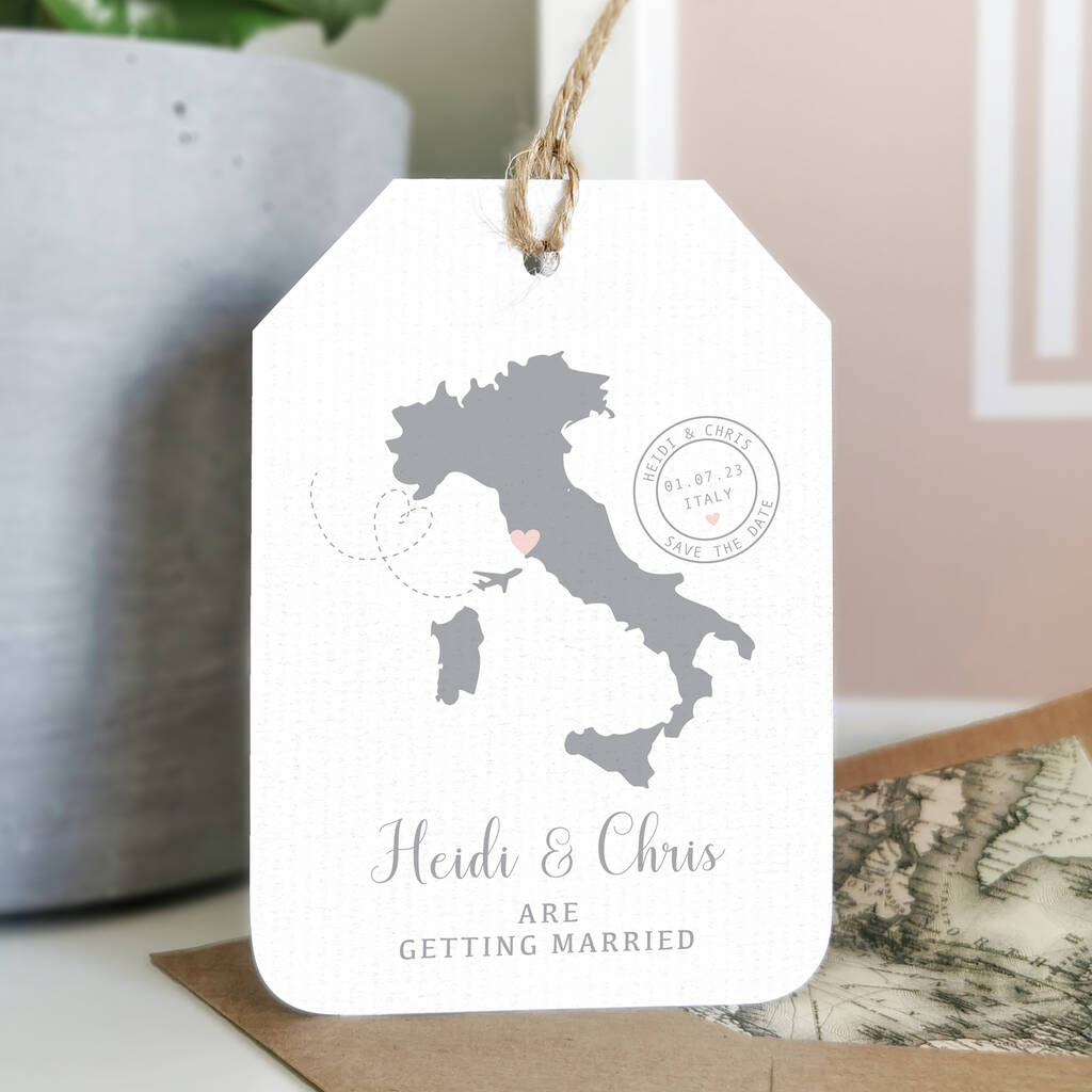 Location Wedding Abroad Save The Date Luggage Tag, 1 of 10