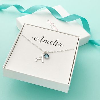 Personalised Initial And Birthstone Necklace, 2 of 6
