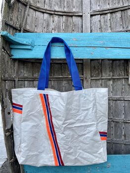 Blooper Large Upcycled Sailcloth Beach Bag, 5 of 5