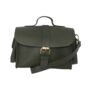 Small Leather Crossbody Satchel Handheld Handbag Khaki Dark Military Green With Side Pockets, thumbnail 6 of 9