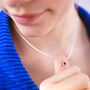Girl's Silver Script Initial And Birthstone Necklace, thumbnail 2 of 11