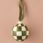 Modern Green Check Hand Painted Bauble, thumbnail 3 of 3