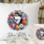 Personalised Husky Summer Floral Dog Wreath Cushion And Mug Gift Bundle, thumbnail 1 of 4