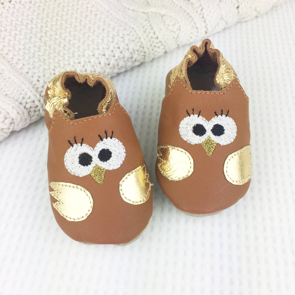 Personalised Metallic Owl Baby Shoes, 1 of 5