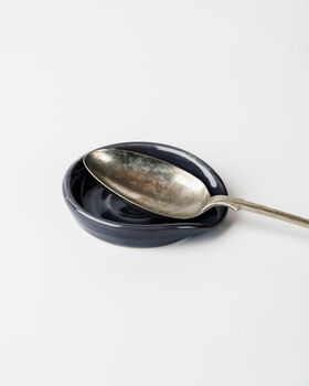 Handmade Ceramic Navy Spoon Rest Or Tea Bag Holder, 2 of 2