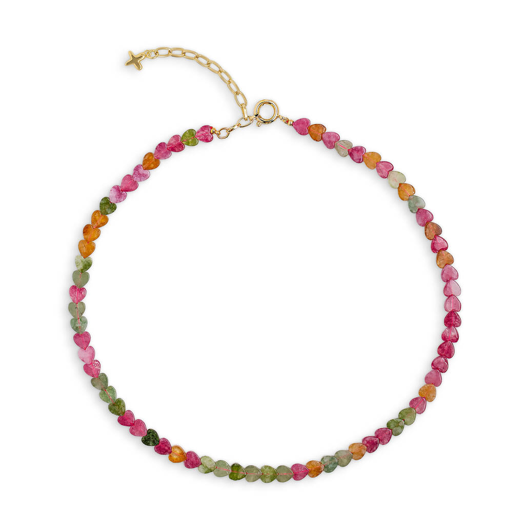 Multicoloured Mixed Jade Stone Heart Necklace, 1 of 1