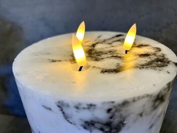 30cm Xl Marbled Grey LED Pillar Candle – Real Wax, 10 of 12