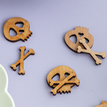Wooden Skull And Crossbone Halloween Table Confetti, 3 of 3