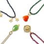 Personalised Gemstone Beaded Necklace And Gold Charms, thumbnail 1 of 6