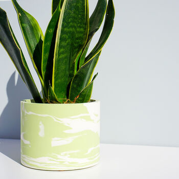 Handmade Sage Green And White Marble Plant Pot, 2 of 6