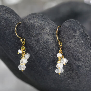 White Diamond And Moonstone Earrings, 5 of 9